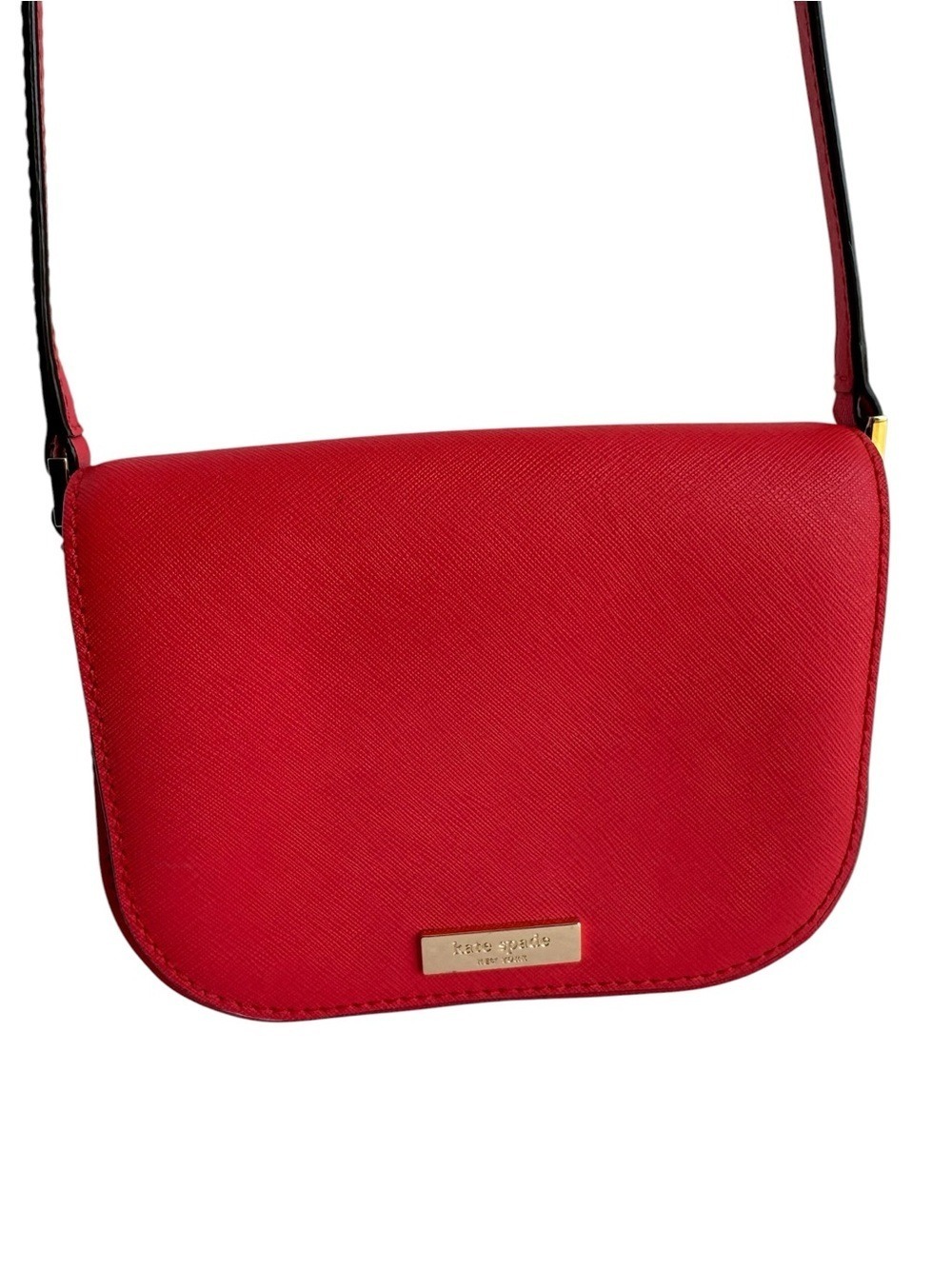 Kate Spade New York Bright Pink Saffiano Leather Flap Crossbody Bag Small Purse